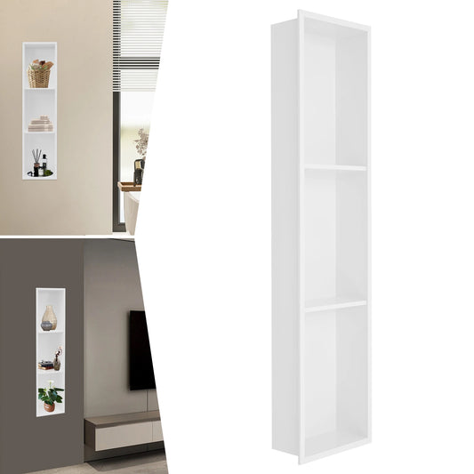 94.2*10*23.1cmWhite/Gold/Black 3 Tiers Niche,304 Stainless Steel Rectangular Shower Niche Wall-mounted for Bathrooms