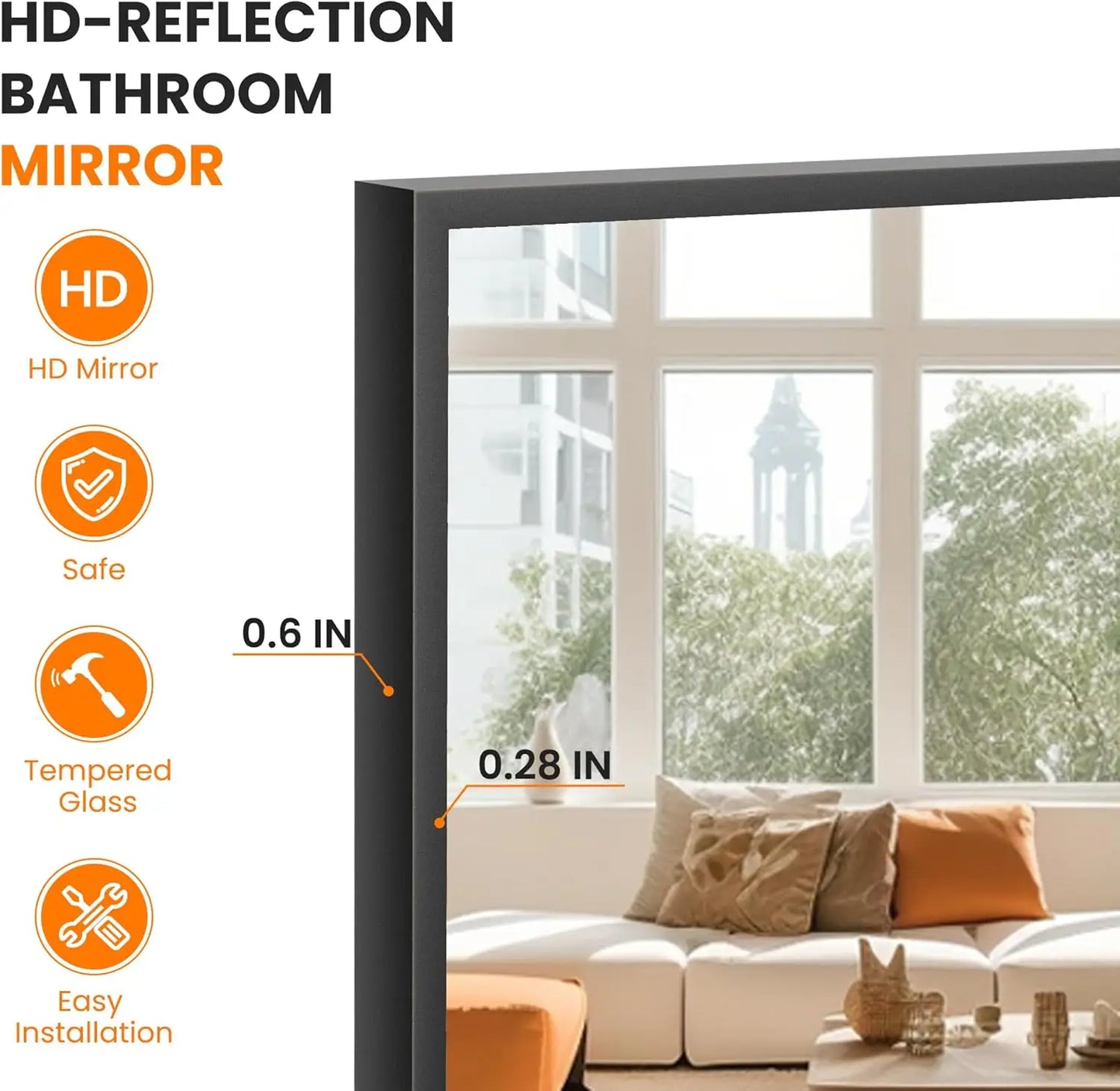Bathroom Vanity Mirror for Wall, 2 Pack 36" x 24" Metal Framed Rectangular Bathroom Wall Mirror for Over Sink, HD Shatterproof G