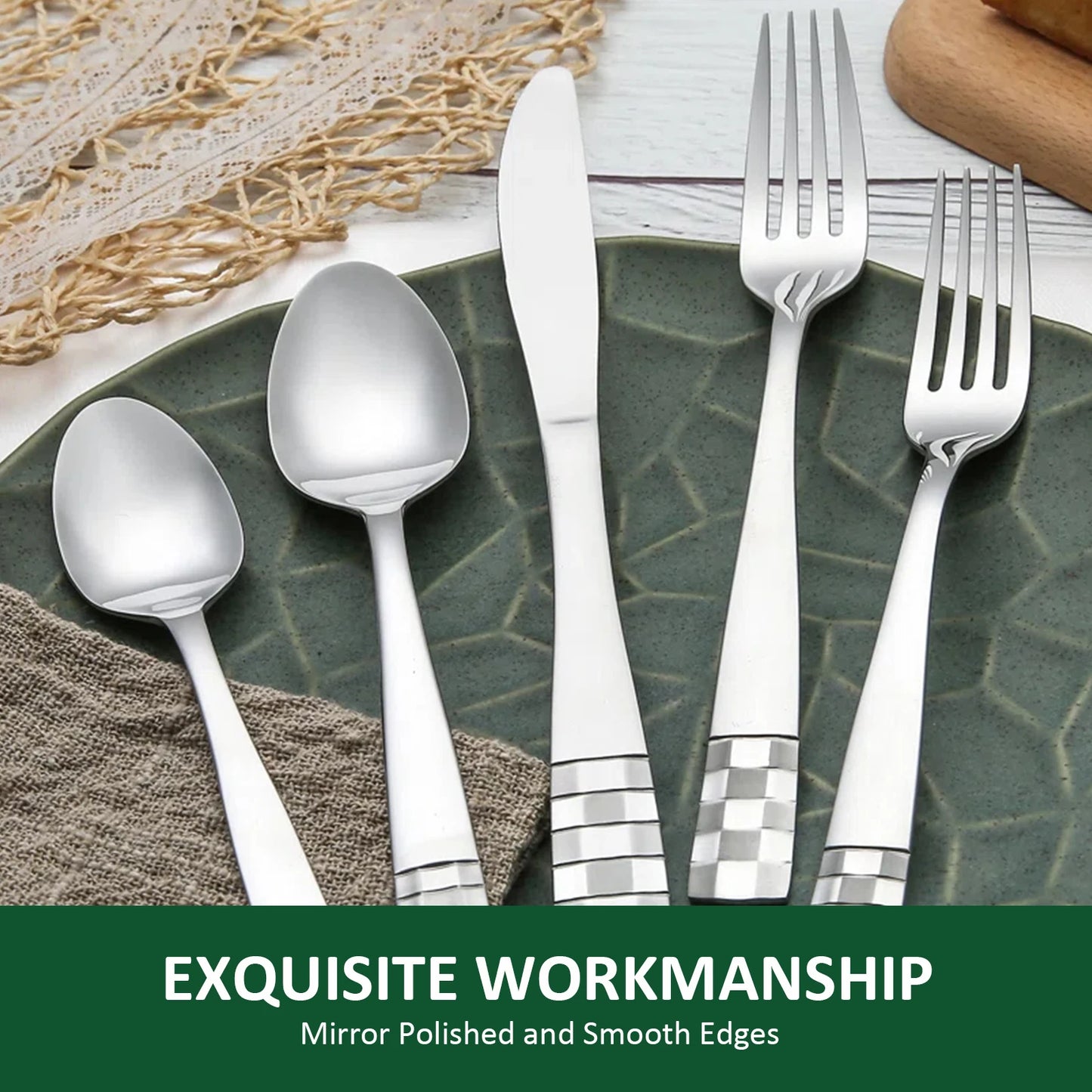 KOOMADE Flatware CHECKERS  20pcs  Remailer home kitchen utensil set  including fork knife and spoon