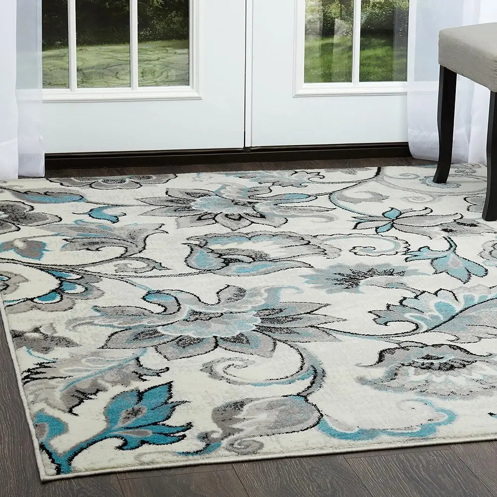 Boho Odesa Area Rug 7'9""X10'2"", Ikat Ivory/Blue