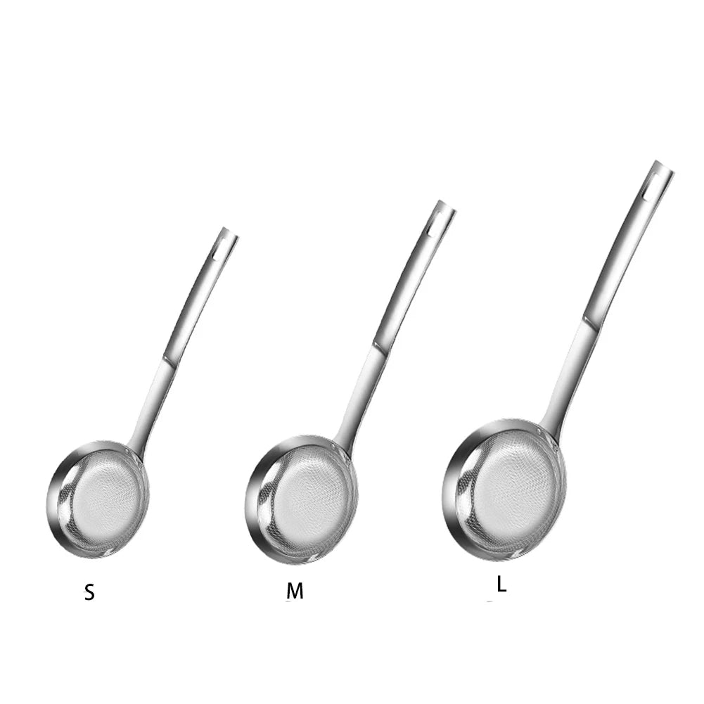 Fine Mesh Sieve Scoop Long Handle Hot Pot Skimmer Scoop Stainless Steel Kitchen Percolator Heat Resistant Kitchen Accessories
