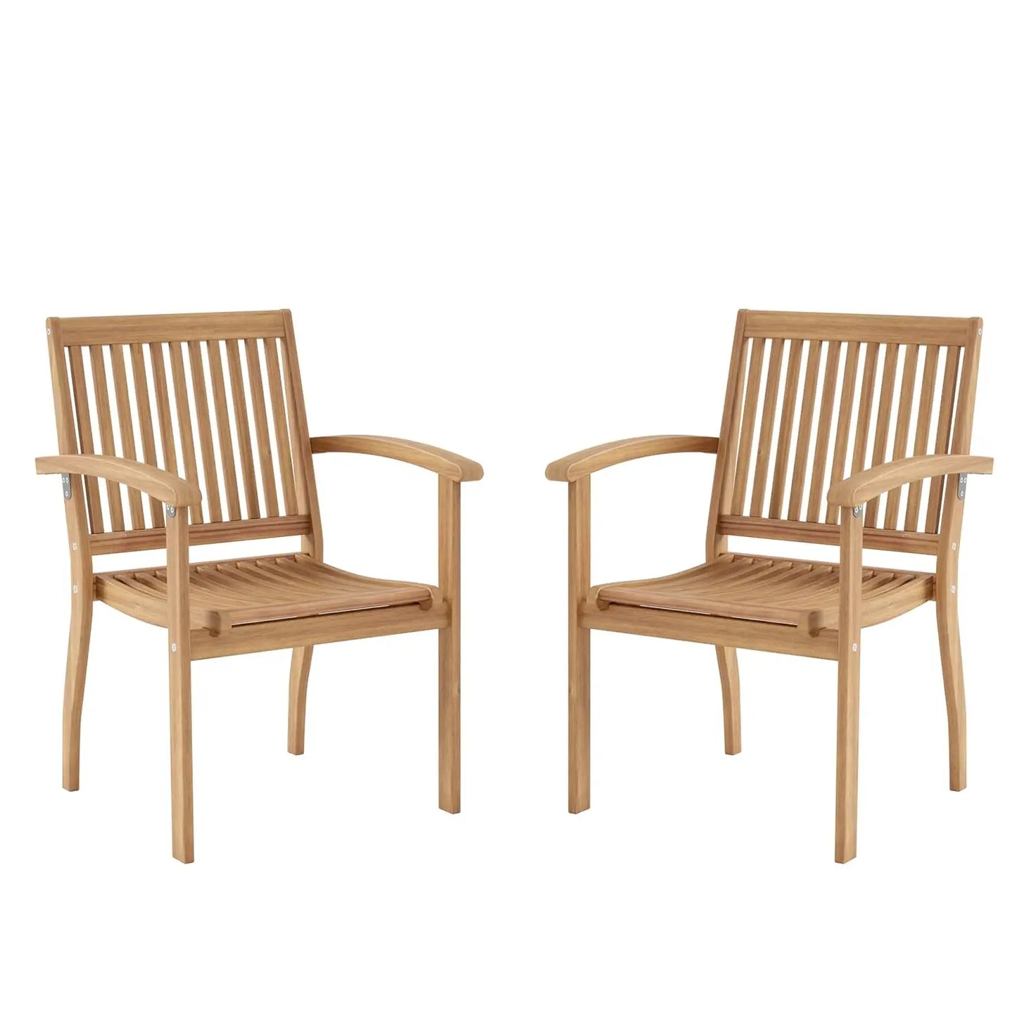 Wood Patio Dining Chairs Set of 2, 2 Pieces Outdoor Acacia Wooden Dining Chairs with Armrest & High Back for Porch,, Customized