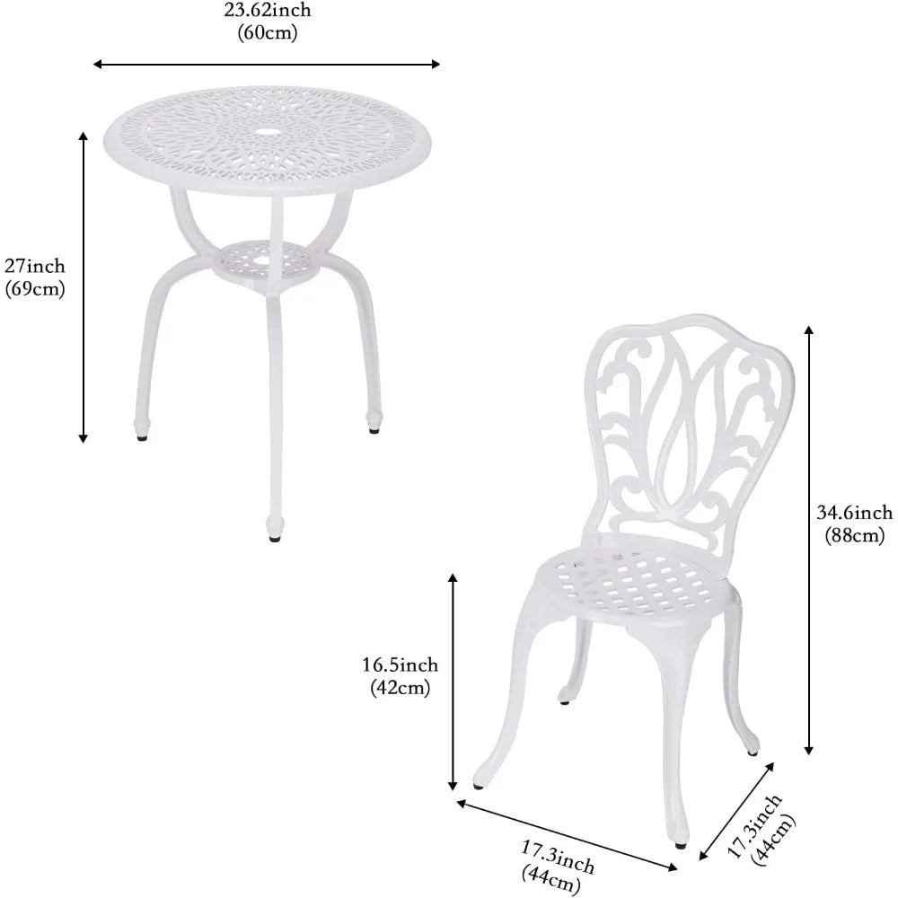 3-piece patio bistro furniture set cast-aluminum bistro table set for lawn,garden,backyard