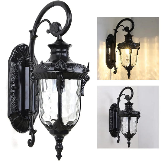 Waterproof Sconce Porch Lamp Wall Mount with Glass Shade Porch Lights Outdoor Wall Light Fixture Black for Outdoor/Indoor Home
