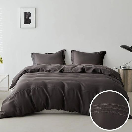 Simple&Opulence 100% Eucalyptus Lyocell Tencel Duvet Cover Set Cooling Breathable Soft Silky