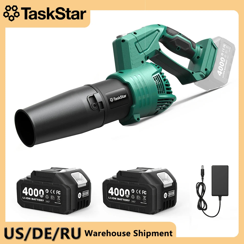 TaskStar Cordless Leaf Blower Yard Leaf Removal Storm Machine 5-Speed Adjustable Blower Power Tools With 2 4000mAh Batteries