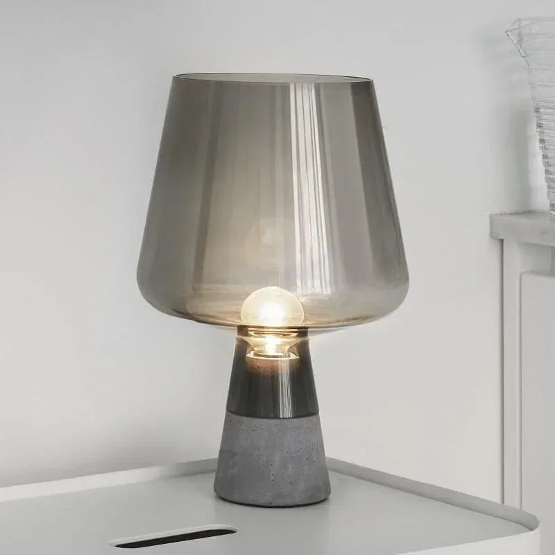 Leimu Table Lamp Modern Cement Table Lights for Bedroom Living Room Bedside Decor Industrial Glass Desk Lamp