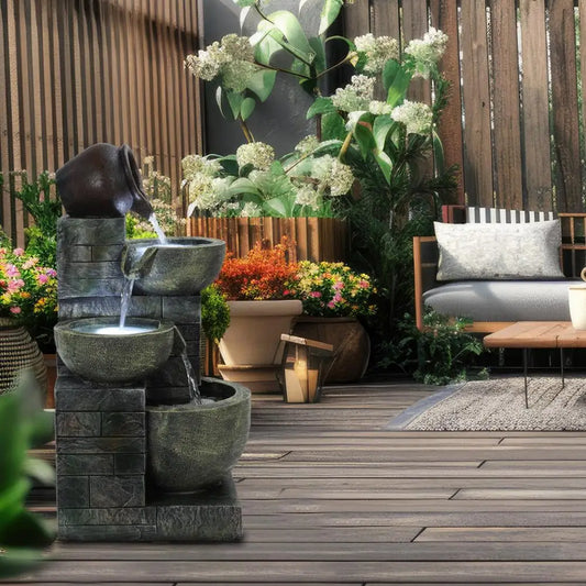 Flowing Water Ornament, Rockery Waterfall Fountain Decoration, Suitable For Balcony, Living Room, And Garden