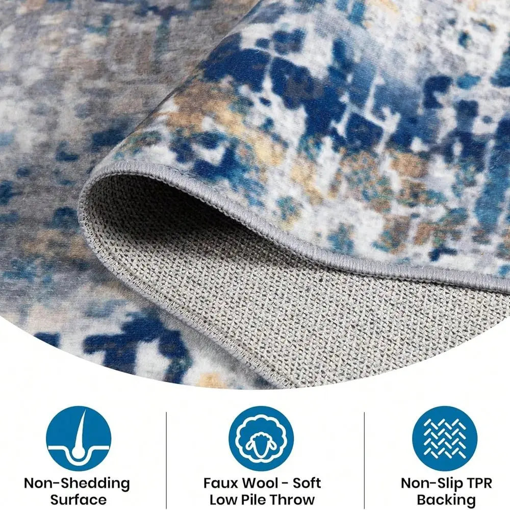 Area Rug For Living Room, NonSlip Backing Washable Rug Low Pile Area Rug Carpet For Bedroom Dining Room